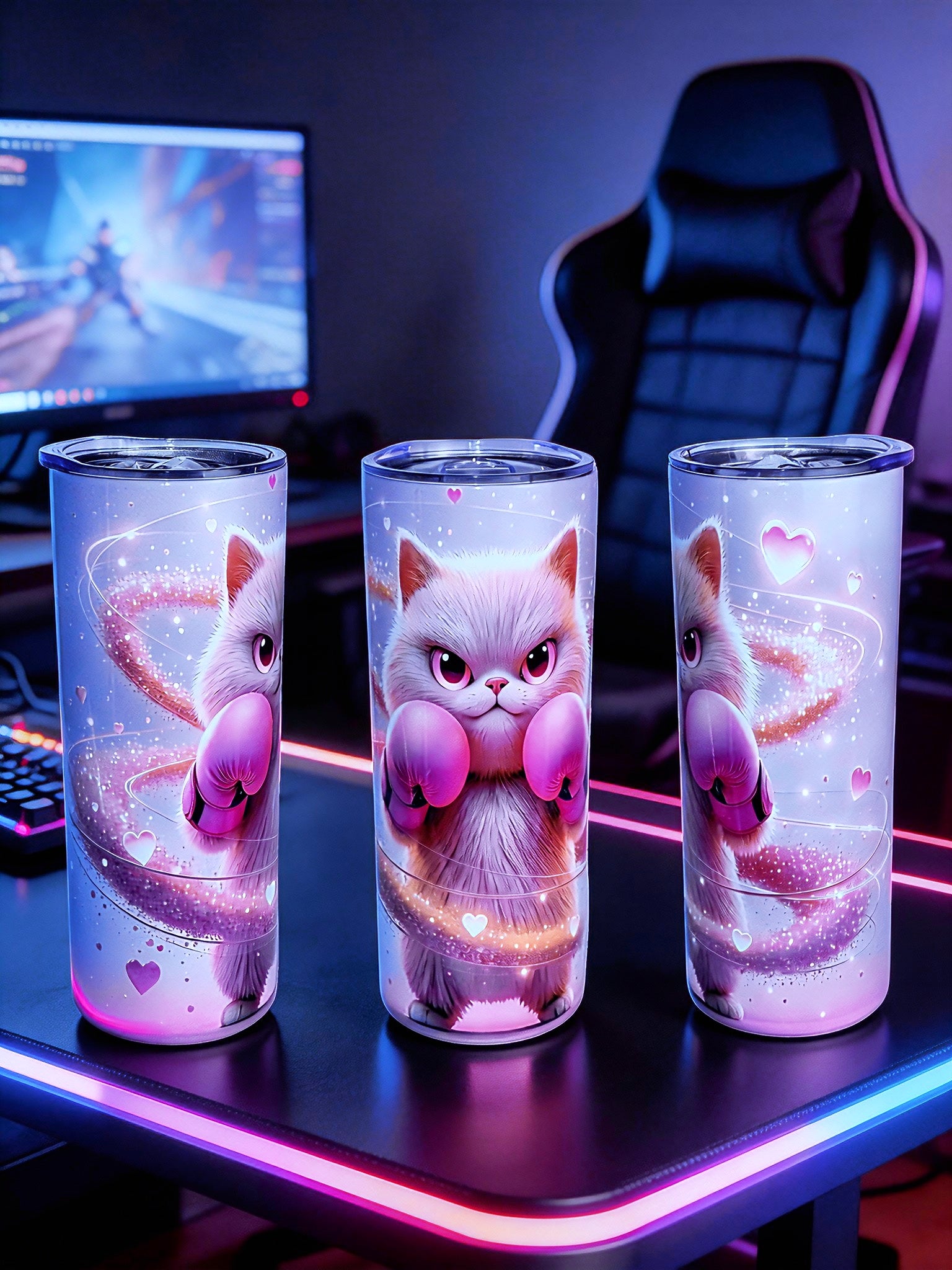 20oz Pink cat tumbler