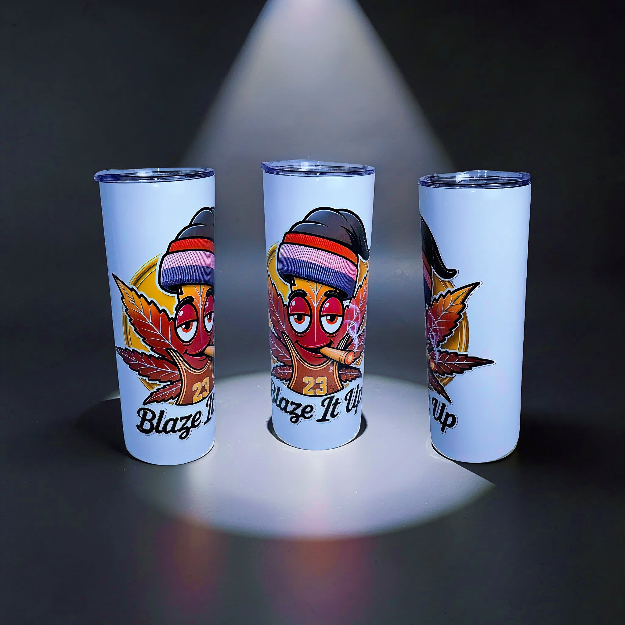 Blaze It Up “23” Hoops Edition 20oz Straight Skinny Tumbler – Stainless Steel + Metal Straw