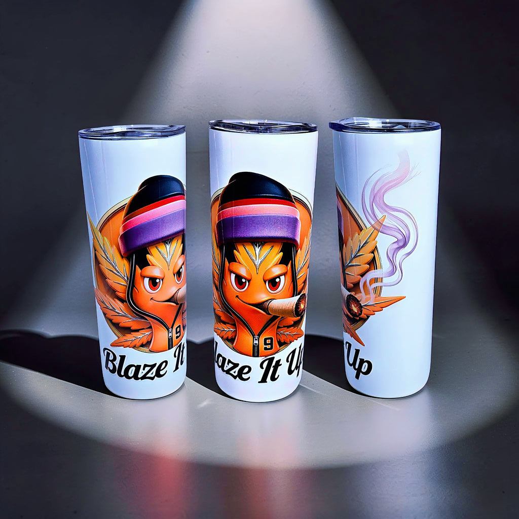 Blaze It Up “9” Street King 20oz Straight Skinny Tumbler – Metal Straw Included