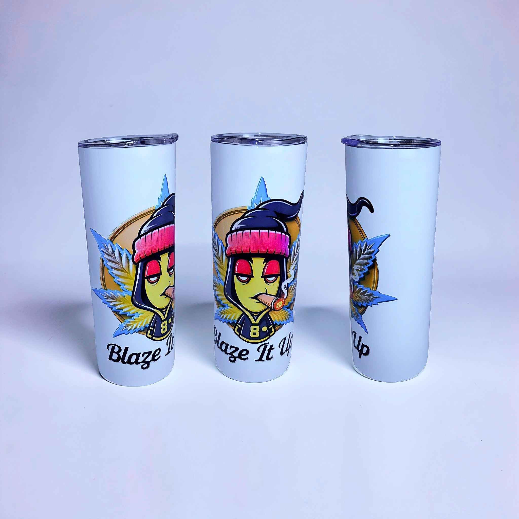 Blaze It Up “8” Street Vibe Edition 20oz Straight Skinny Tumbler – Stainless Steel + Metal Straw