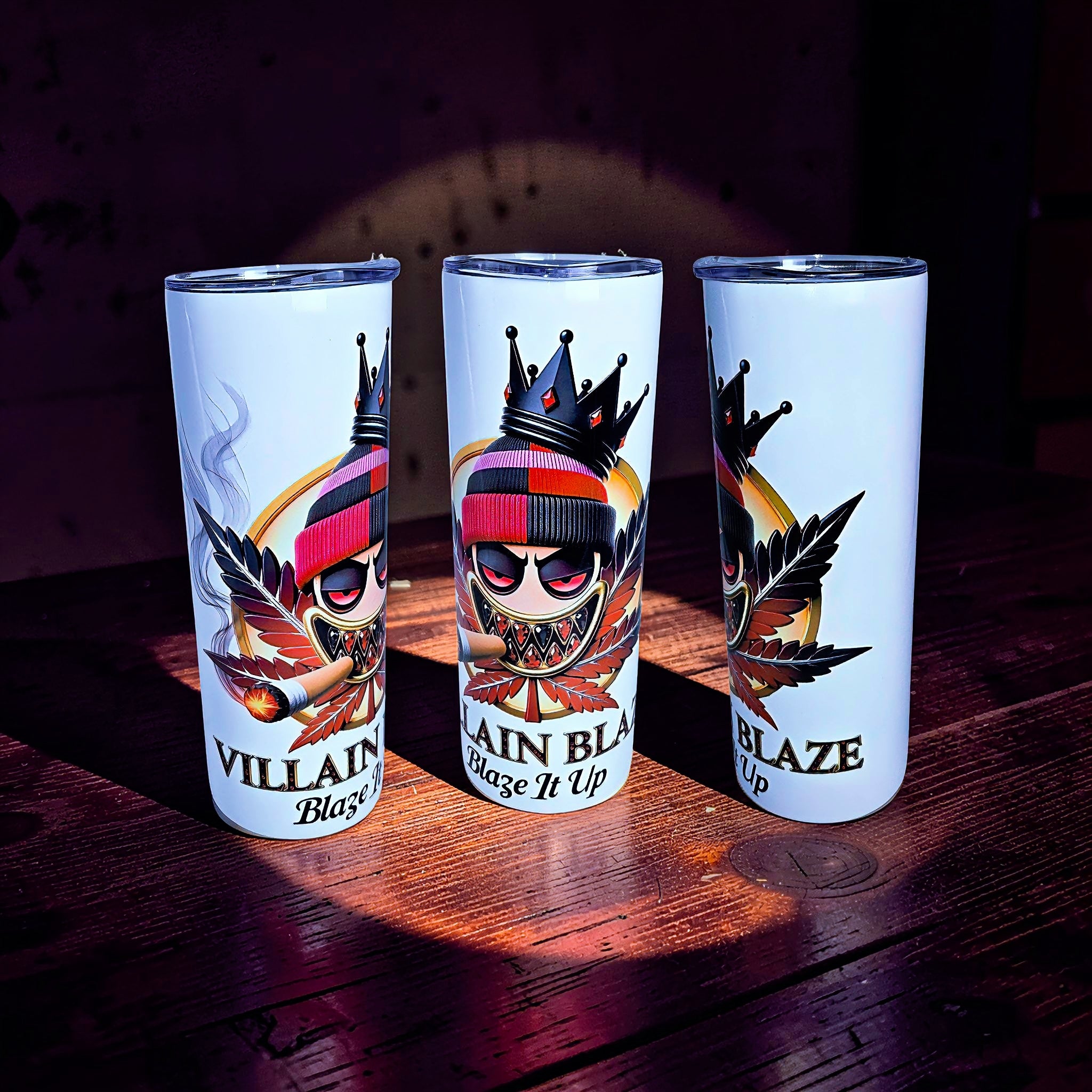 Blaze It Up “Inferno King” Crown Edition – 20oz Straight Skinny Stainless Steel Tumbler + Metal Straw