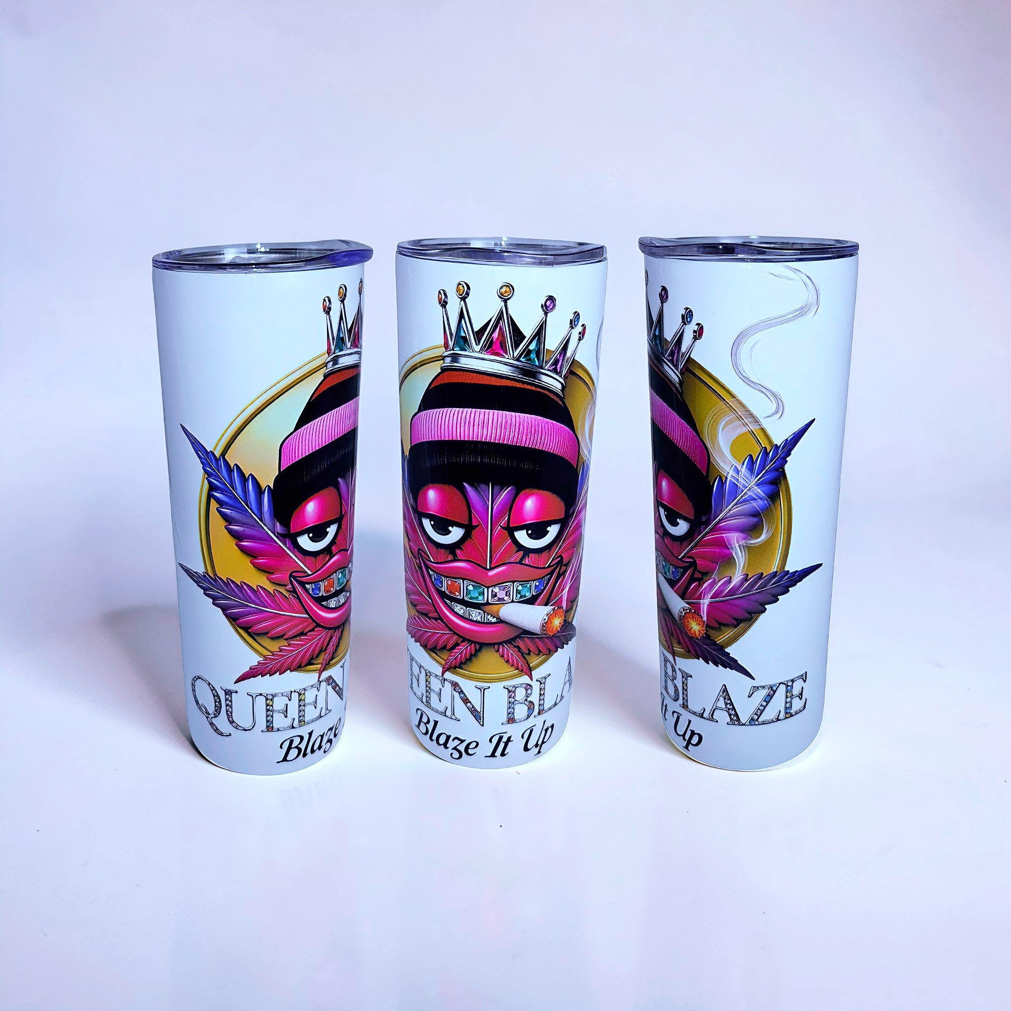 Blaze It Up “Ruby Queen” Crown Edition – 20oz Straight Skinny Stainless Steel Tumbler + Metal Straw