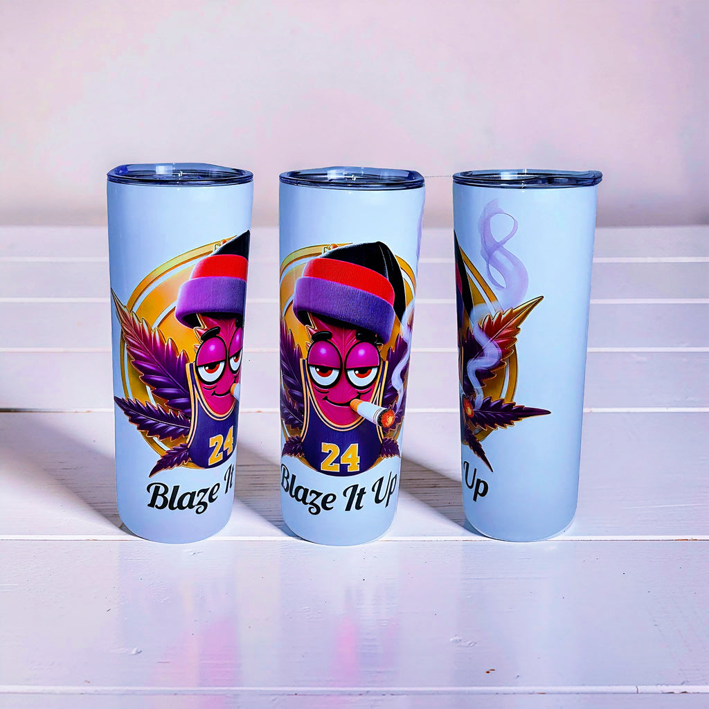 Blaze It Up “24” Wings Edition 20oz Straight Skinny Stainless Steel Tumbler – Metal Straw Included
