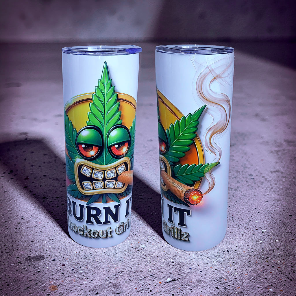 Burn & Shine – Emerald Flame Grillz 20oz Stainless Steel Tumbler