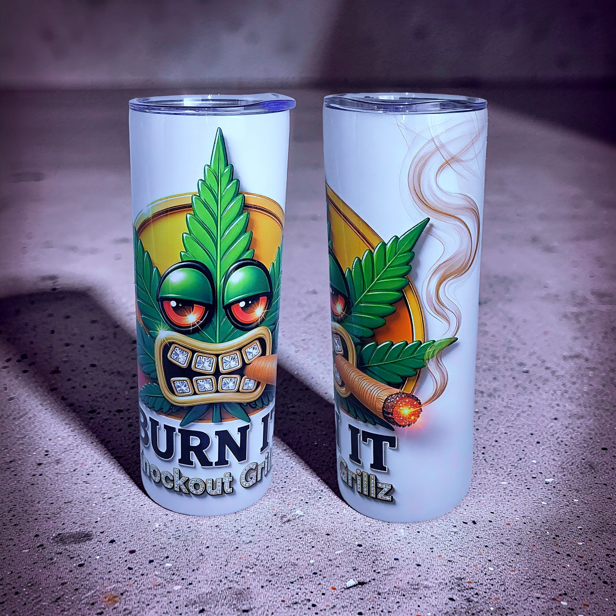 Burn & Shine – Emerald Flame Grillz 20oz Stainless Steel Tumbler