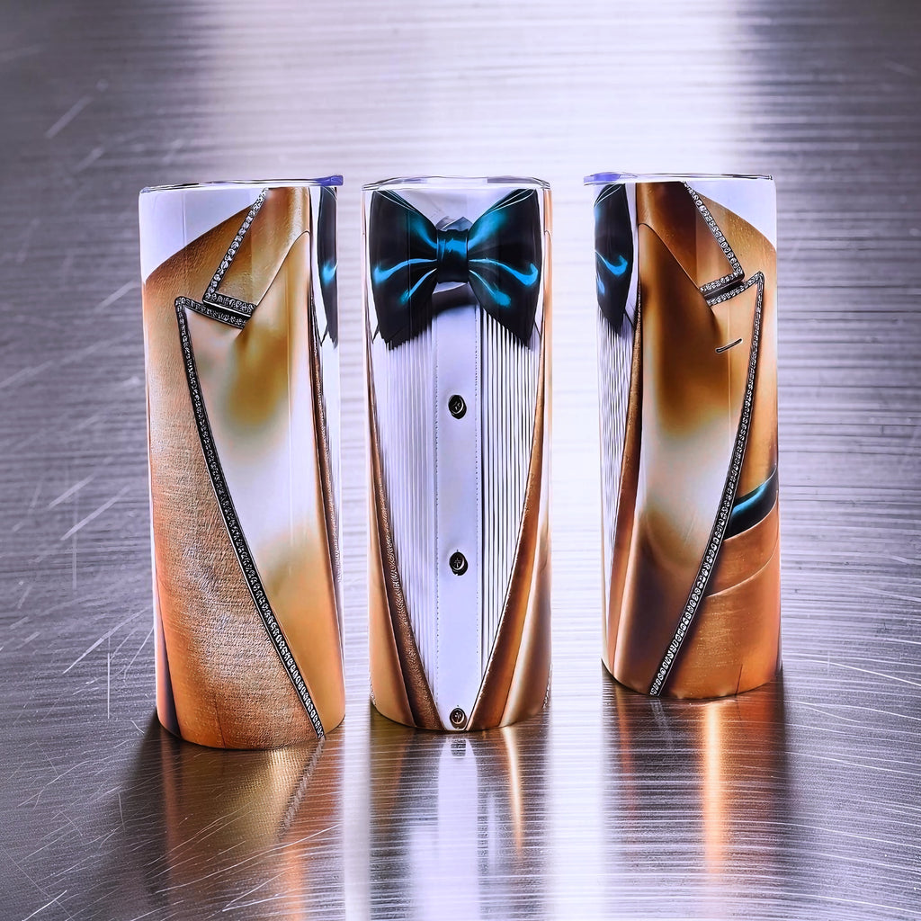 20oz Golden executive tuxedo tumbler