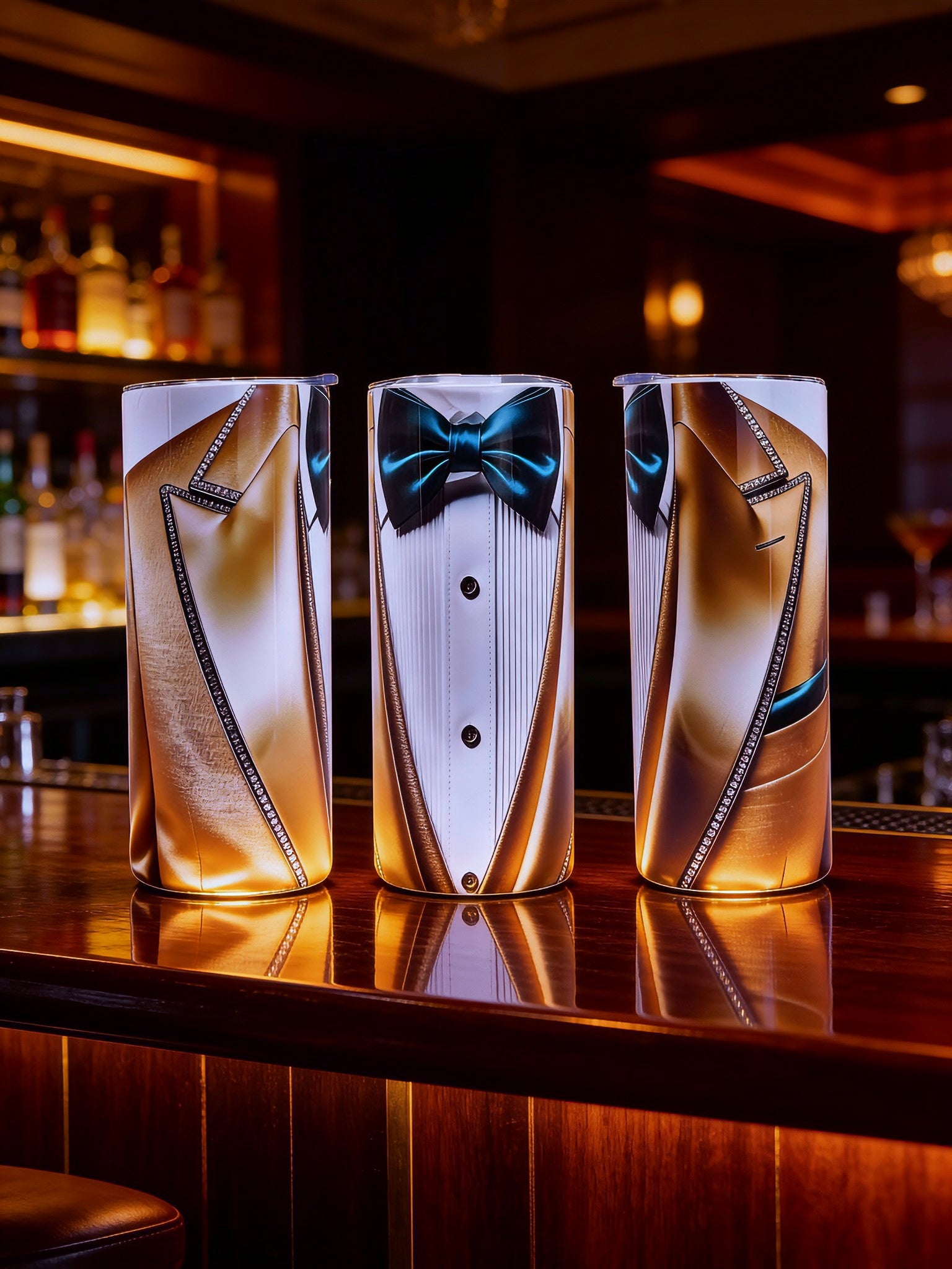 20oz Golden executive tuxedo tumbler