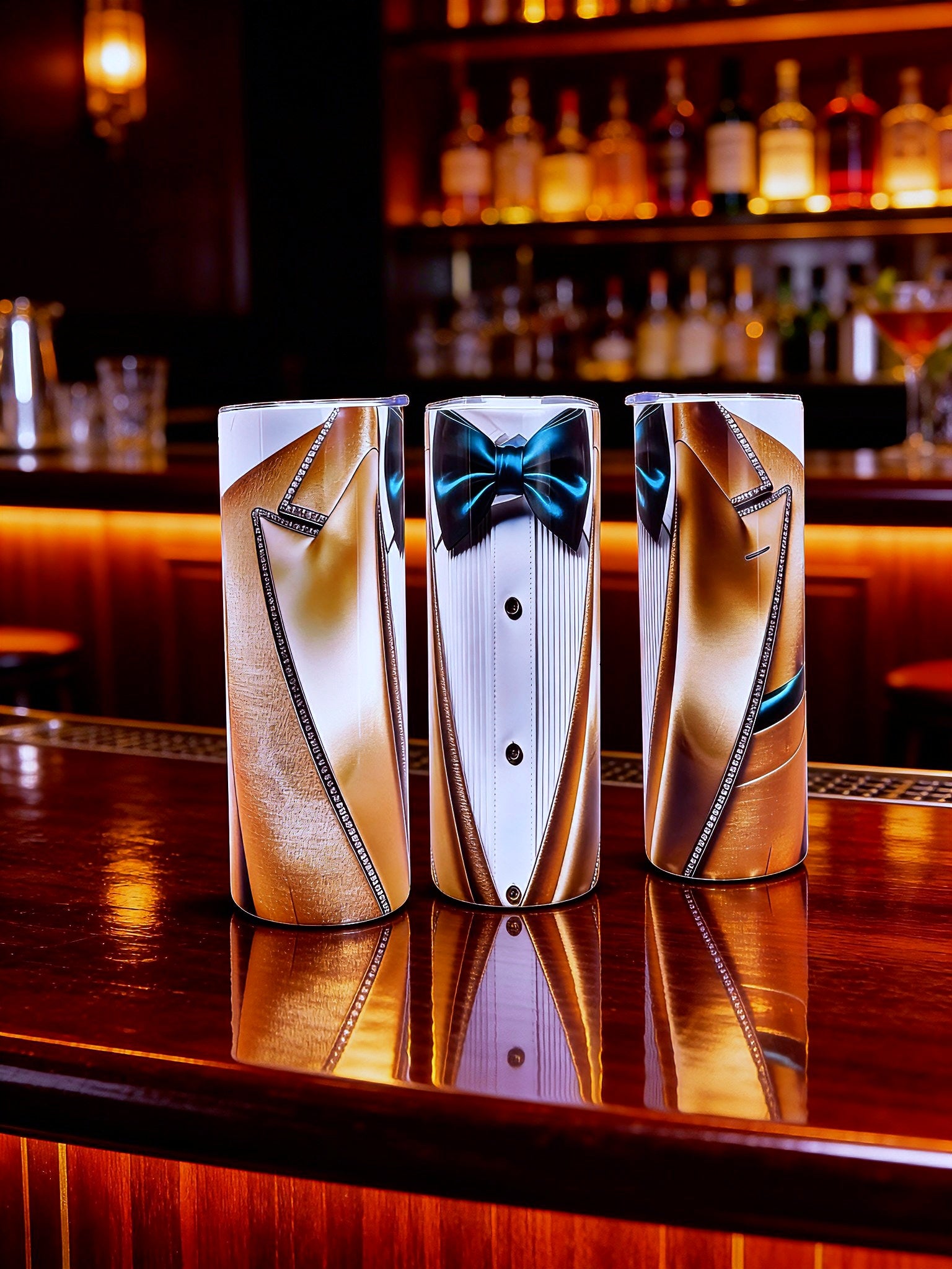 20oz Golden executive tuxedo tumbler