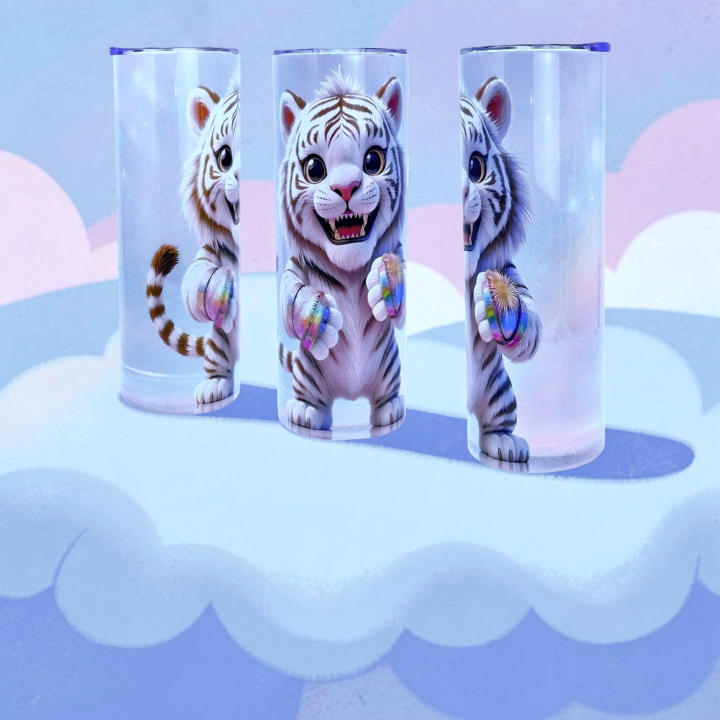 20oz Baby white tiger tumbler