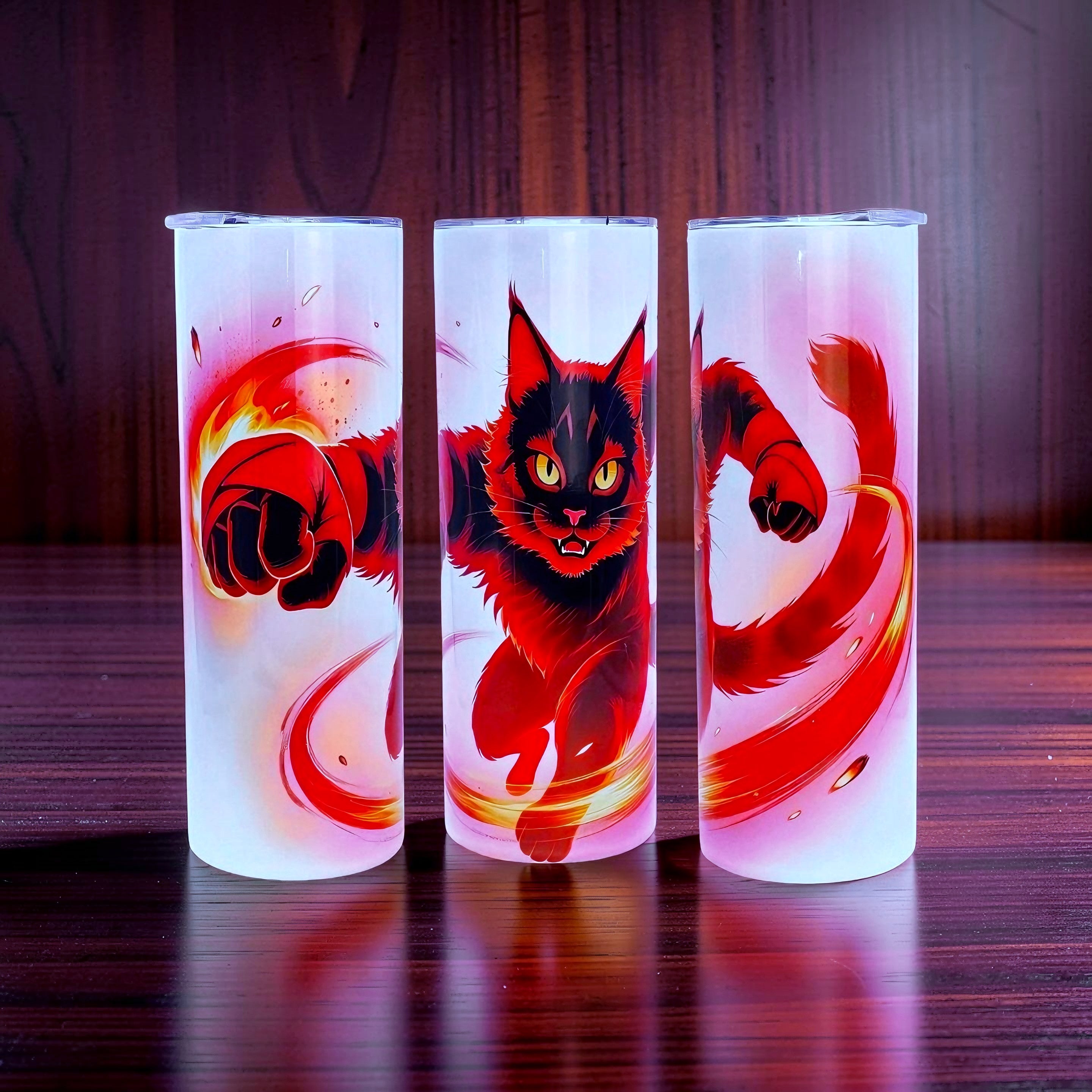 20oz Fire cat tumbler