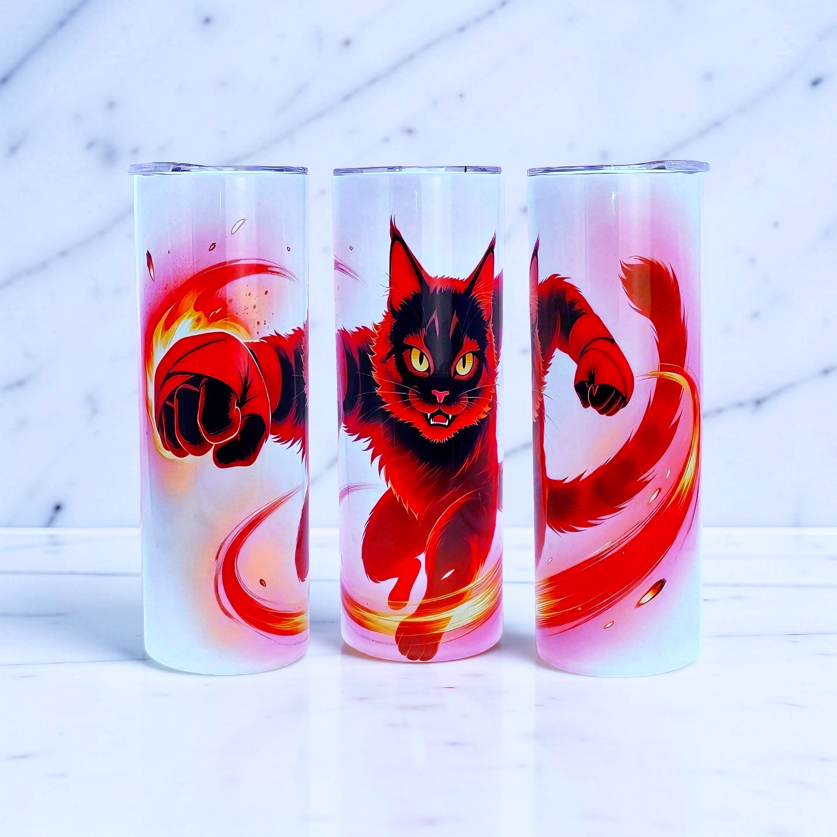 20oz Fire cat tumbler